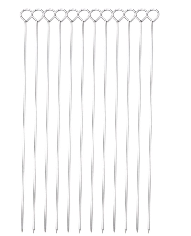 HONSHEN 12 Inch Barbecue Skewers, Stainless Steel BBQ Skewers, Shish Kebab Kabob Skewers 12Pcs - Image 1